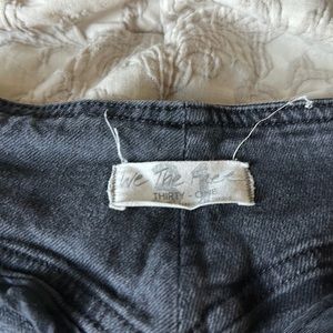 Free people button up grey/washed black cropped jeans